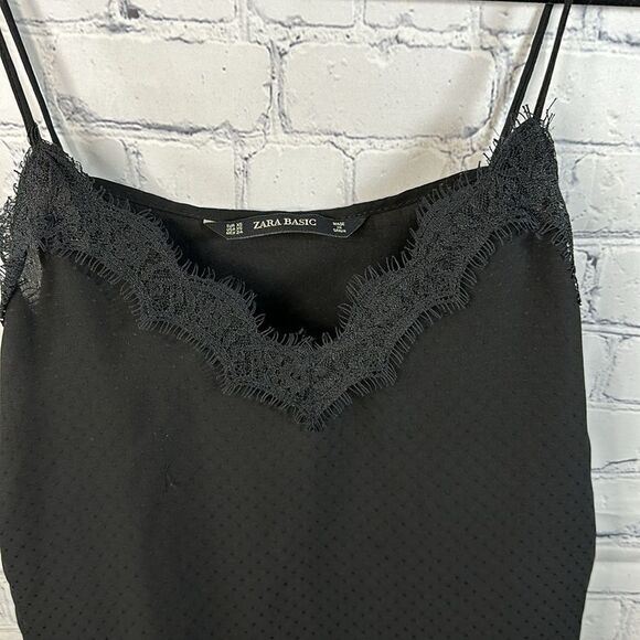👚 Zara Basic Black Camisole Shirt - Size Extra Small - Picture 3 of 4